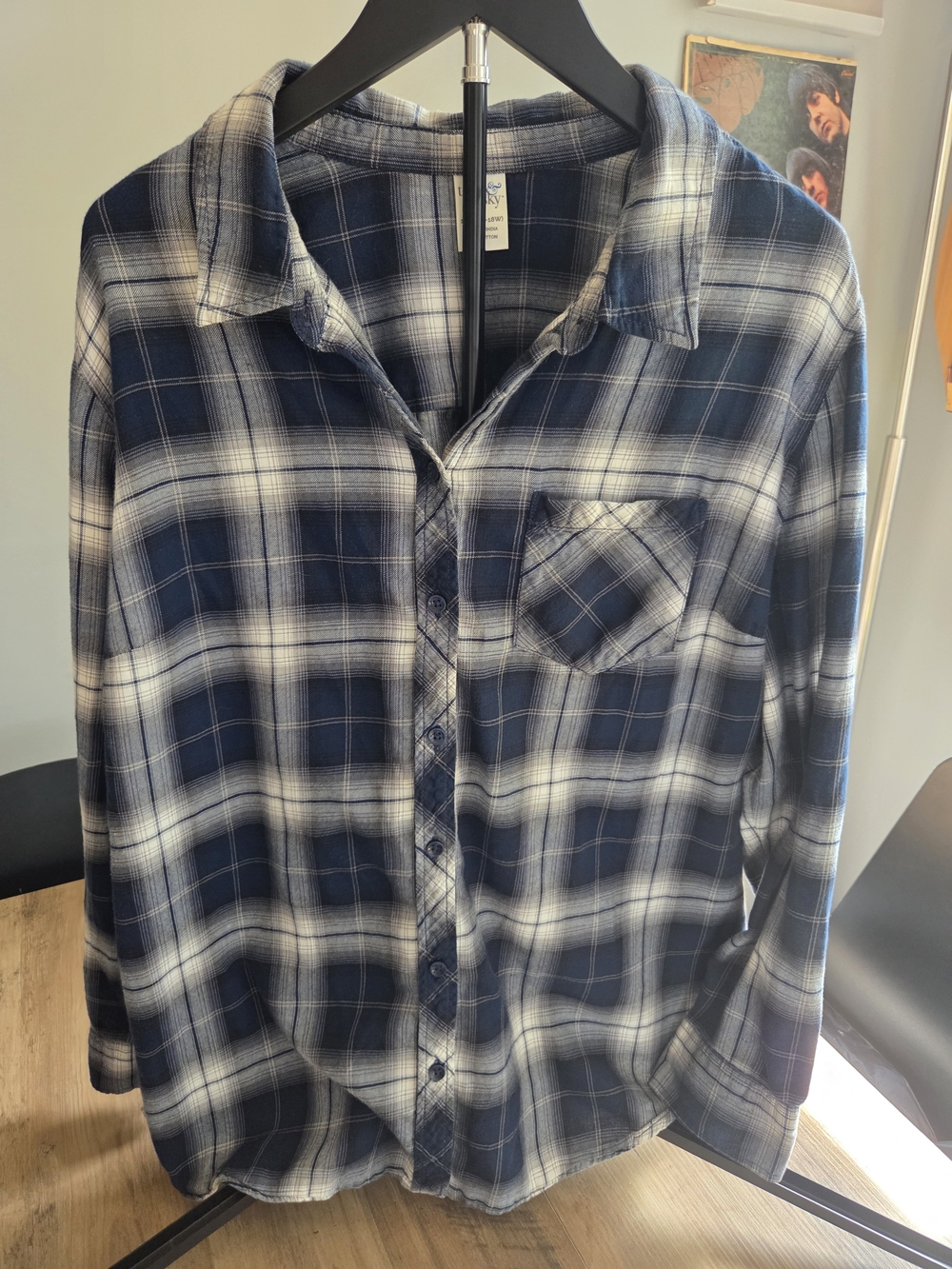 Terra & Sky Navy and White Plaid Button-Down Shirt
